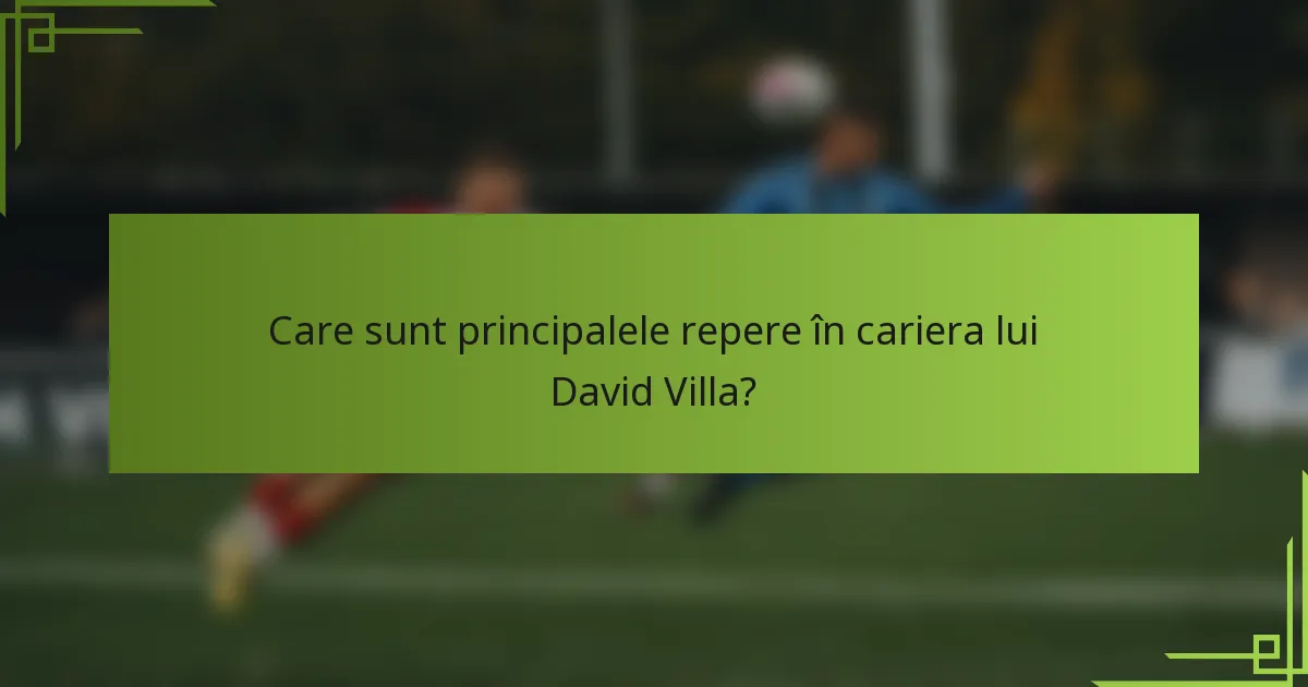 Care sunt principalele repere în cariera lui David Villa?