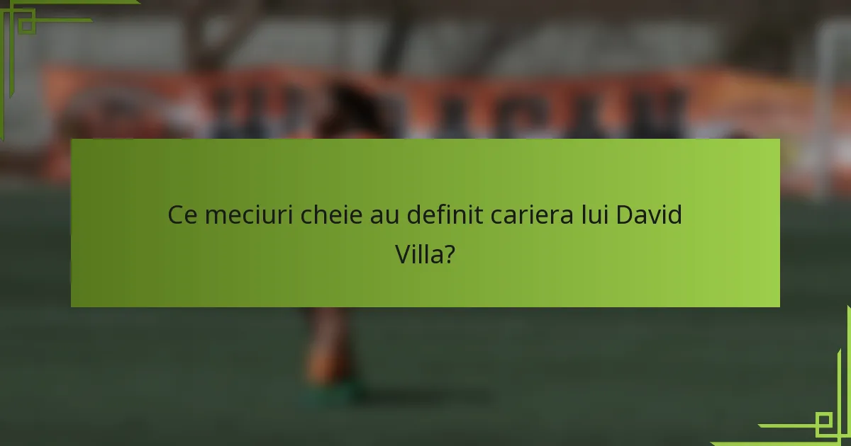 Ce meciuri cheie au definit cariera lui David Villa?