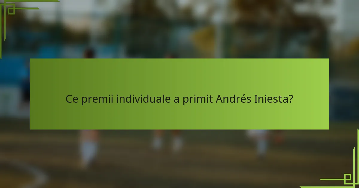 Ce premii individuale a primit Andrés Iniesta?