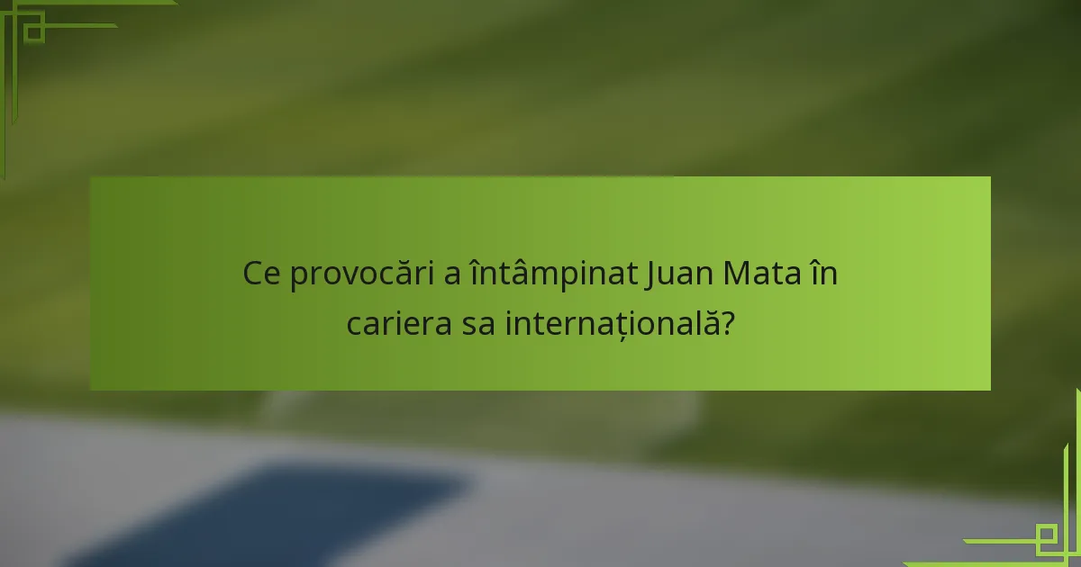 Ce provocări a întâmpinat Juan Mata în cariera sa internațională?
