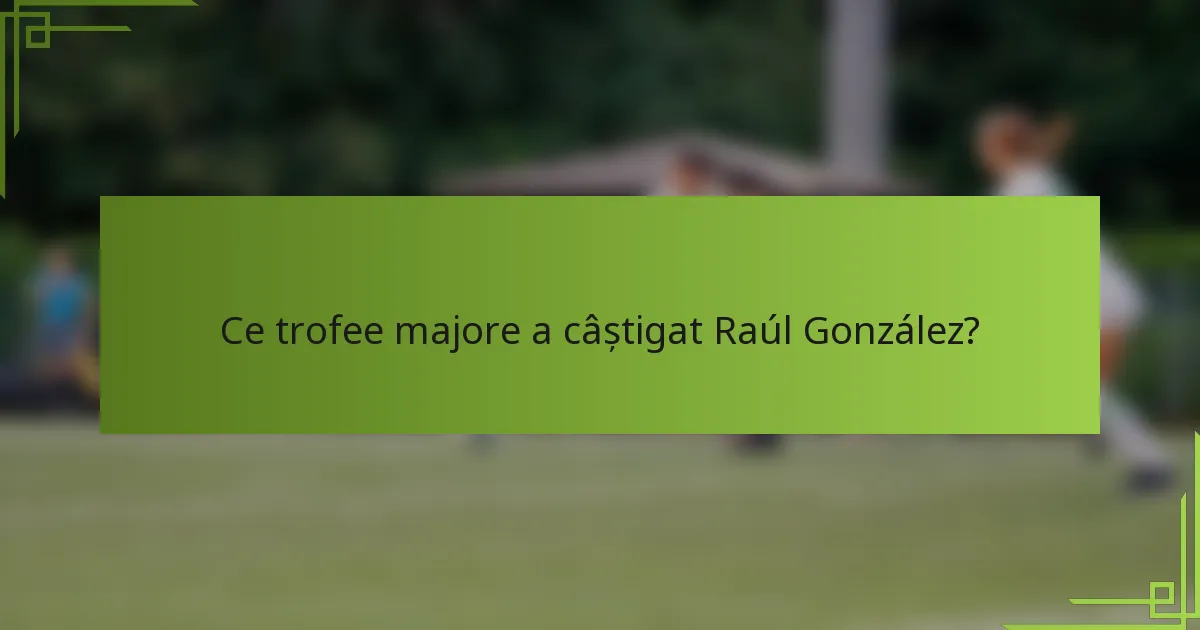 Ce trofee majore a câștigat Raúl González?