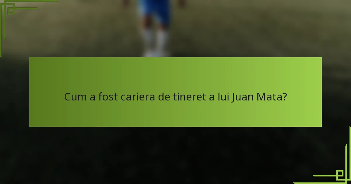 Cum a fost cariera de tineret a lui Juan Mata?